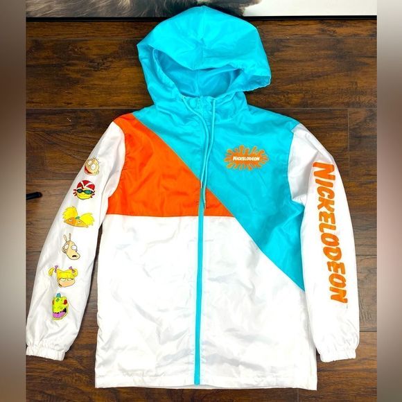 Nickelodeon Mens 90’s Cartoon Windbreaker Jacket Retro Rugrats Vintage Look - Picture 1 of 8